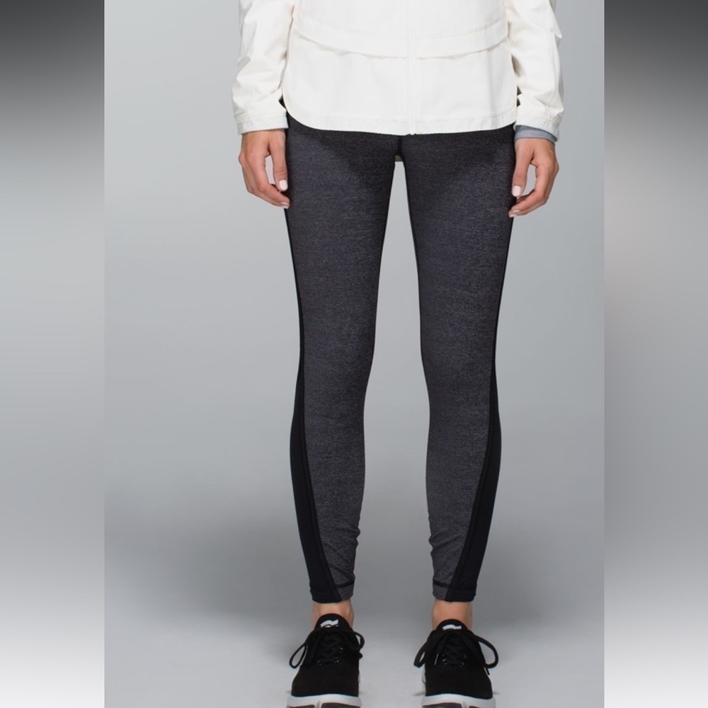 Lululemon Run Pace Tight Wee Stripe Black Heathered Black / Black - Picture 2 of 8